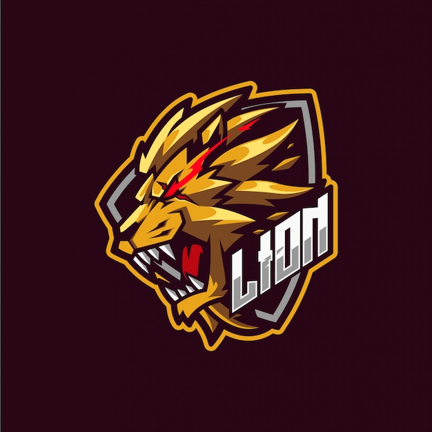 Gold lion mascot logo