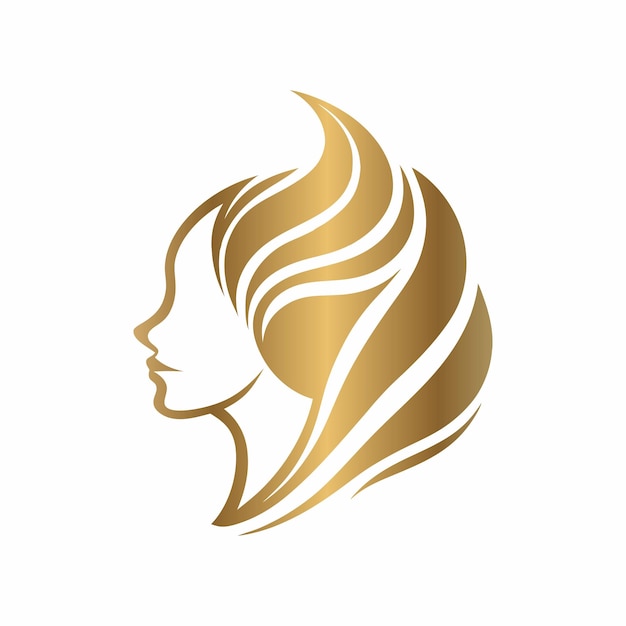 a gold logo for a woman with a hair symbol on it