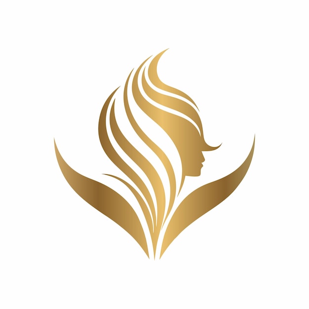 a gold logo for a woman with a womans hair