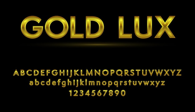 Gold luxury alphabet font