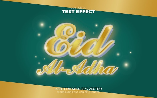 Vector gold luxury eid al adha editable 3d text effect graphic vector