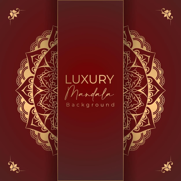 gold Luxury mandala background ornamental with red color background