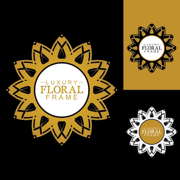 Gold Luxury Round Ornament Floral Design Logo Golden Decorative Template Heraldic Emblem Business Graphics Fashion Sign