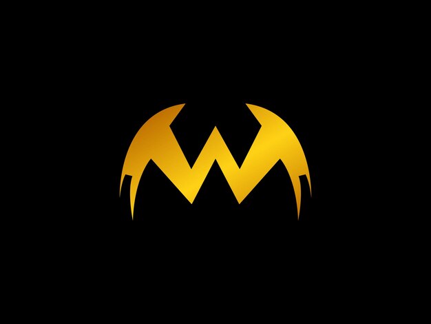 Gold m logo on a black background