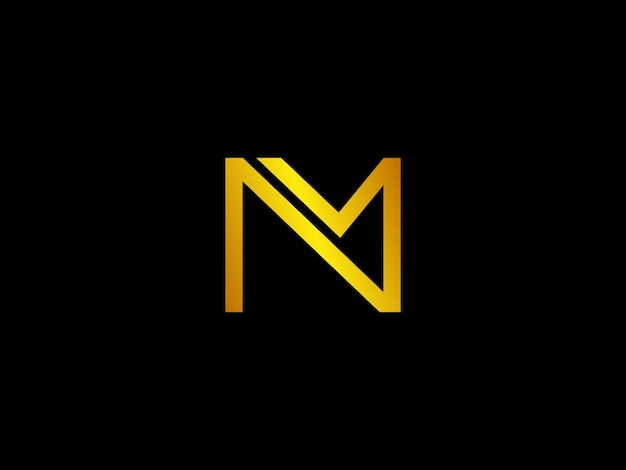 Gold m logo with a black background