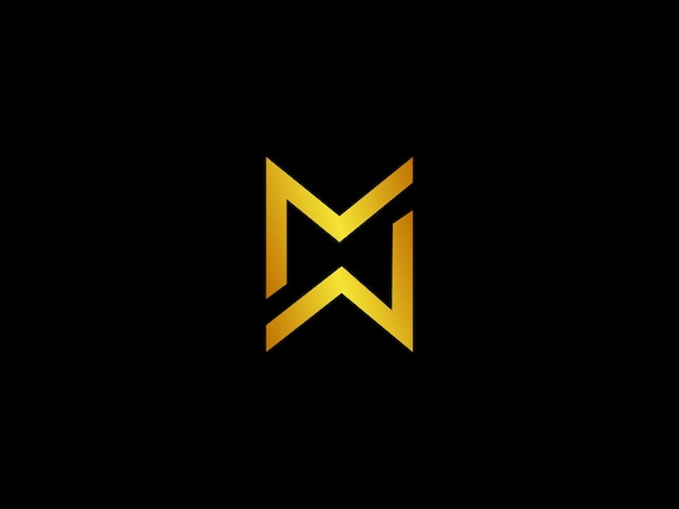 Vector gold m logo with a black background