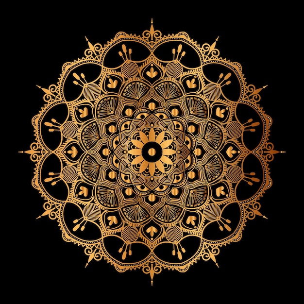 Gold mandala on a black background. gold mandala on a black background. vector illustration. stock illustration