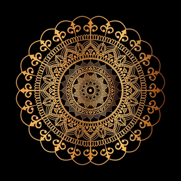 Gold mandala on a black background