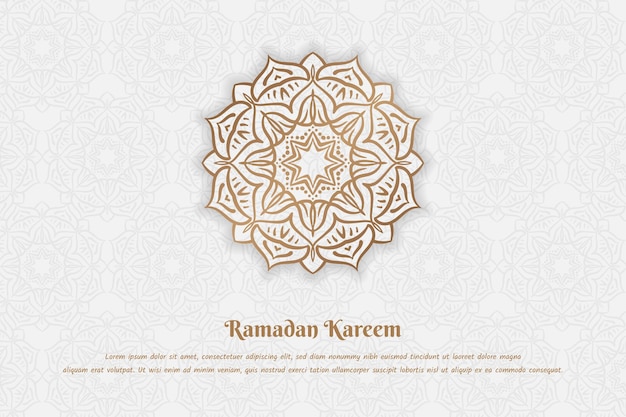 Gold mandala design in white background for ramadan kareem or eid template design