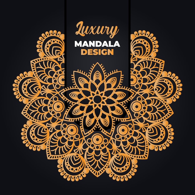 A gold mandala design with the title'luxury mandala design '