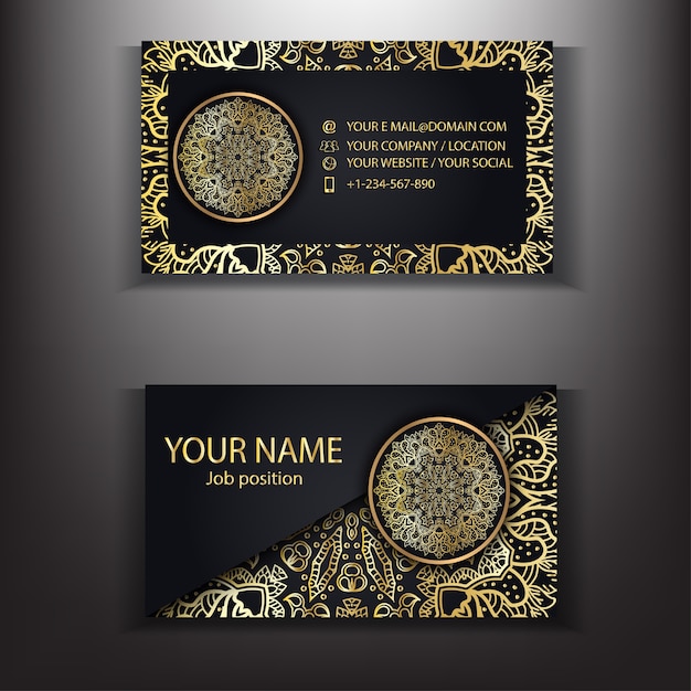 Gold Mandala Luxury Business Card DesignTemplate