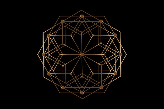 Vector gold mandala of sacred ancient geometry vector symbols and elements alchemy religion philosophy