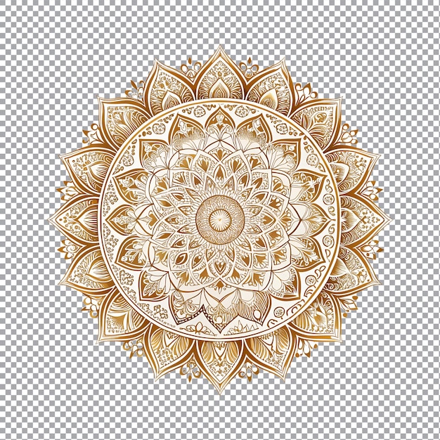 A gold mandala on a transparent background