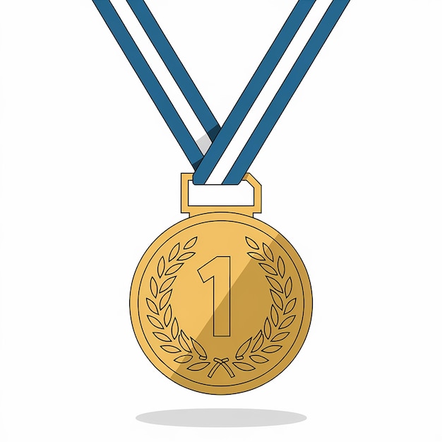 Vector a gold medal hanging from a and ribbon