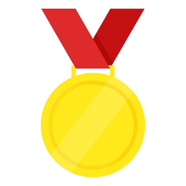 Gold medal with red ribbon