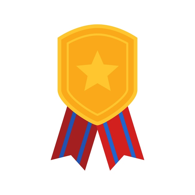 Gold medal with ribbon Vector illustration