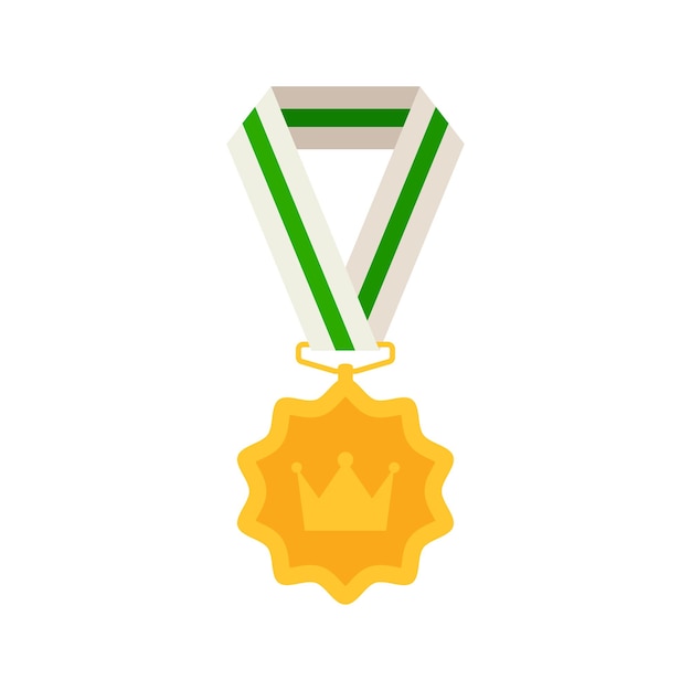 Gold medal with ribbon Vector illustration