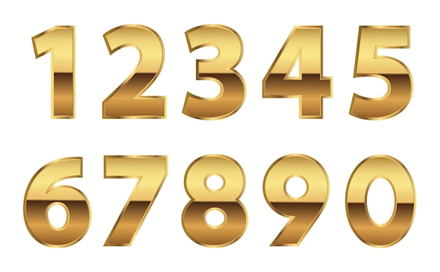 Gold metal numbers set