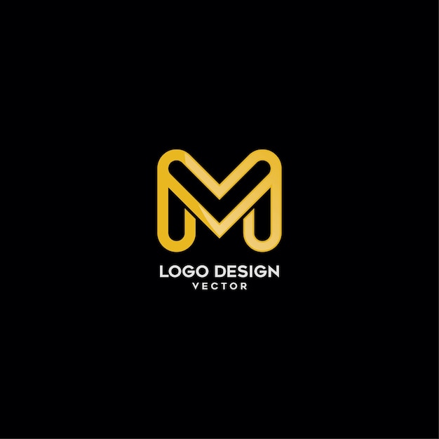 Gold Monogram M Letter Logo Design