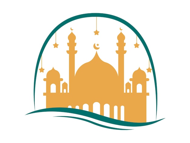 Gold Mosque Silhouette Elements Illustration