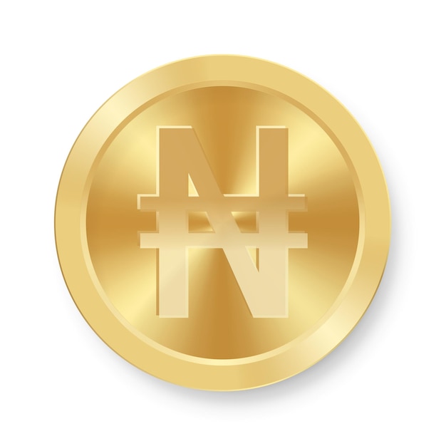 Gold of Naira coin Concept of internet web currency Naira medal