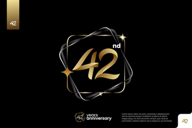 Gold number 42 logo icon design on black background 42nd birthday logo number anniversary 42