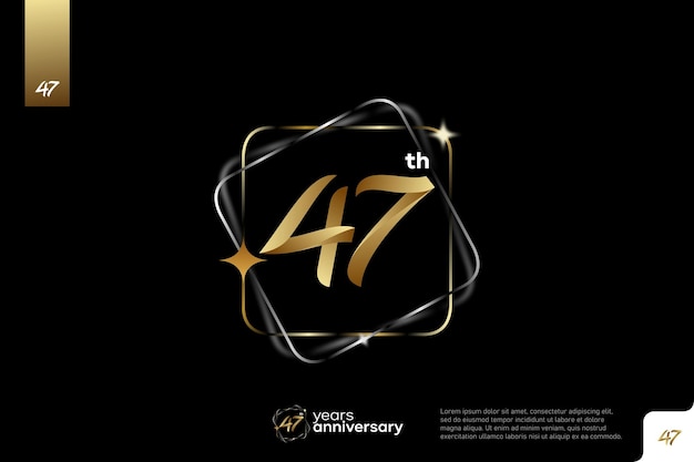 Vector gold number 47 logo icon design on black background 47th birthday logo number anniversary 47