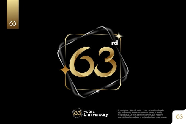 Gold number 63 logo icon design on black background 63rd birthday logo number anniversary 63