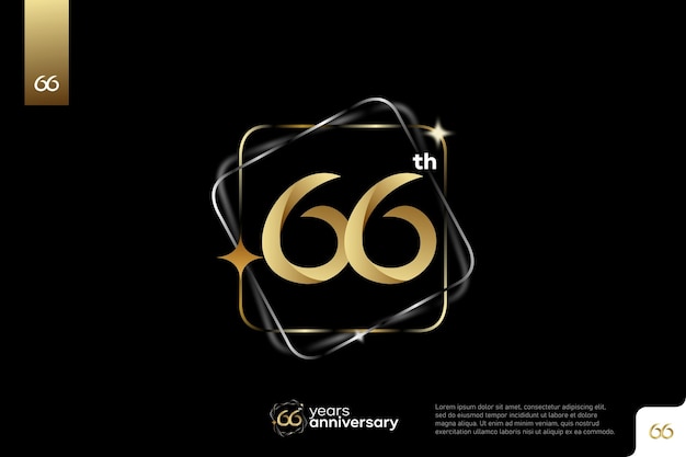 Gold number 66 logo icon design on black background 66th birthday logo number anniversary 66