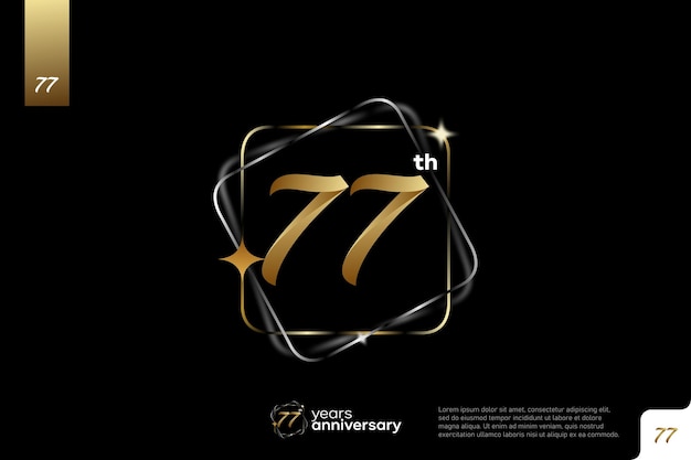 Gold number 77 logo icon design on black background 77th birthday logo number anniversary 77