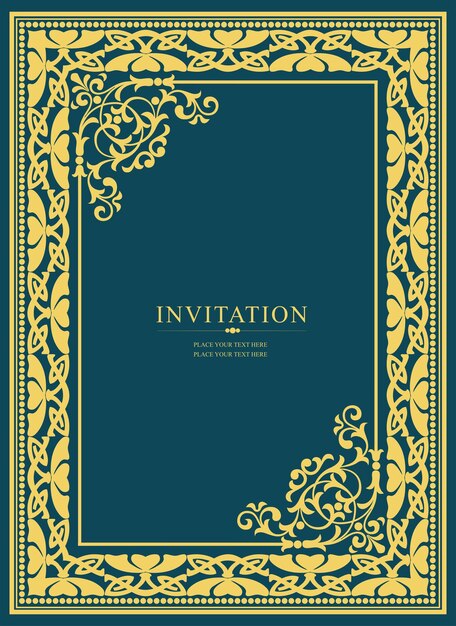 Gold ornament on dark background Can be used as invitation card Book cover Vector illustration Hand drawn Illustration