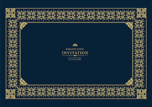 Gold ornament on dark background Can be used as invitation card Vector illustration