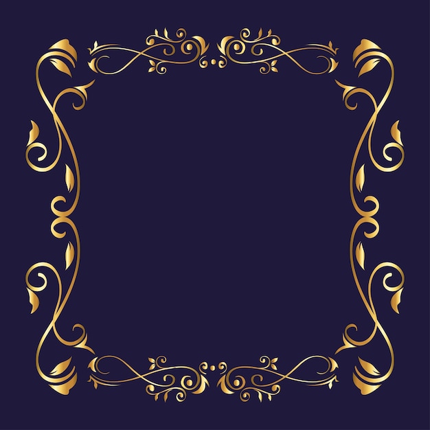 Gold ornament frame on blue background  of Decorative element theme