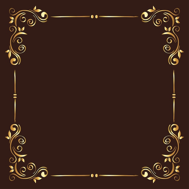 Gold ornament frame on brown background  of Decorative element theme