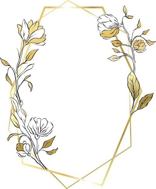 Vector gold oval frame leaves border, delicate wedding line background