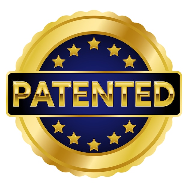 Gold Patented stamp sticker with Stars vector illustration