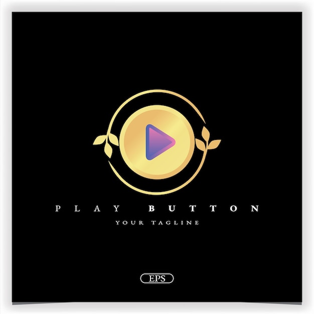 Gold play button logo premium elegant template vector eps 10