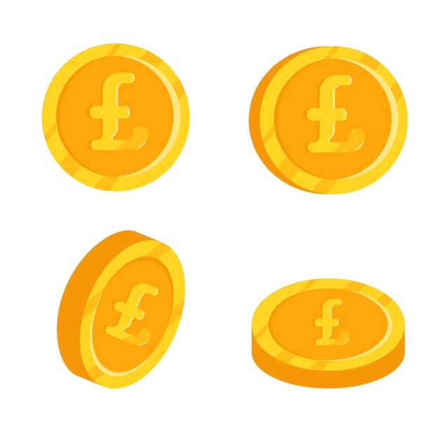 Vector gold pound coin vector flat illustration