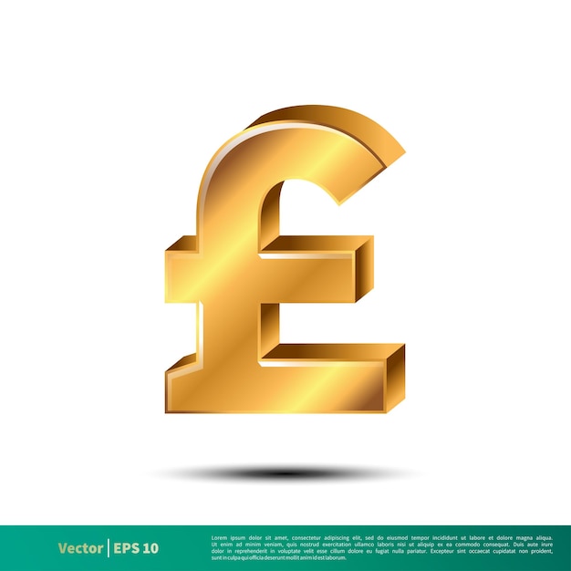 Gold Pound Sterling Sign Icon Vector Logo Template Illustration Design Vector EPS 10