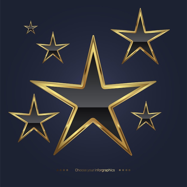 gold premium stars on gradient blue background use as congrats banner, winner prize concepts design.