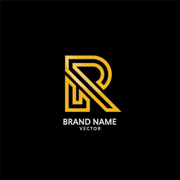 Gold R Symbol Logo Template Vector