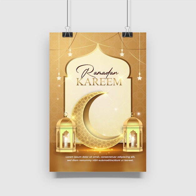 Gold Ramadan Kareem Poster Design