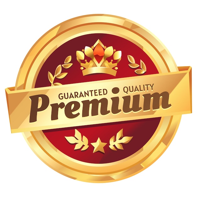 Vector a gold and red logo that says premium quality