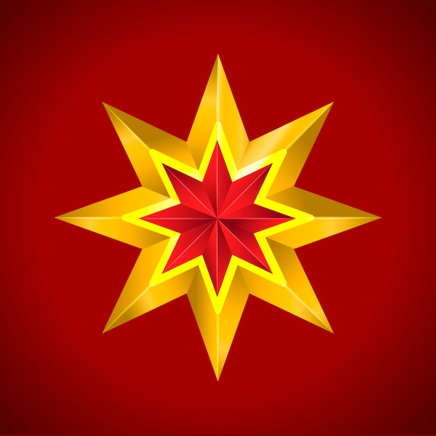 Gold red star vector illustration