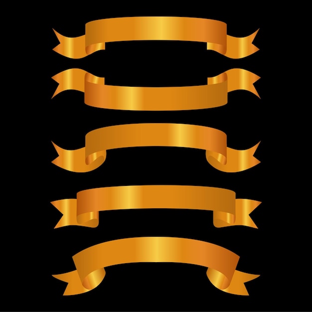 gold ribbon banner set