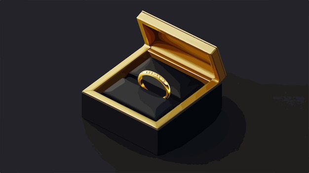 Vector a gold ring in a box with a gold band