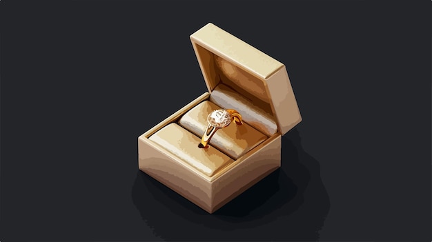 Vector a gold ring in a box with a ring inside