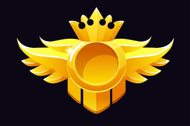 Gold round award, crown frame template for ui games