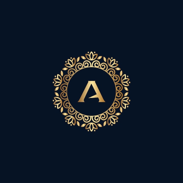 GOLD ROYAL LOGO BEAUTY LUXURY LETTER A