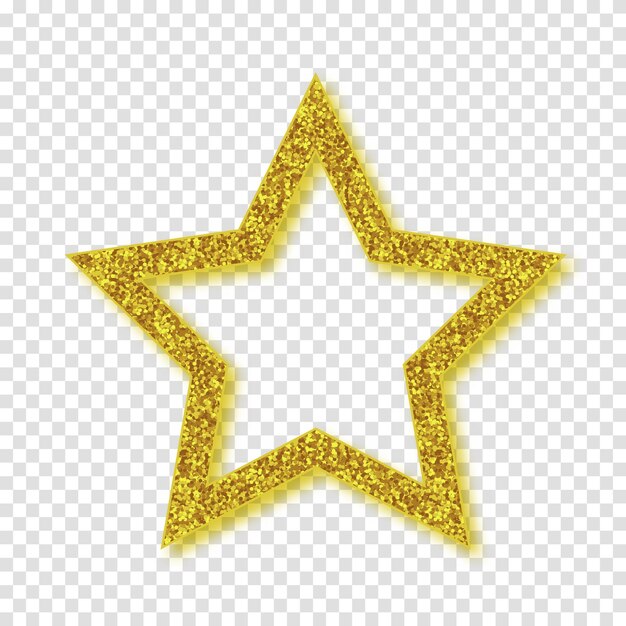 Vector gold shiny glitter glowing star with shadow isolated on white background vector illustration